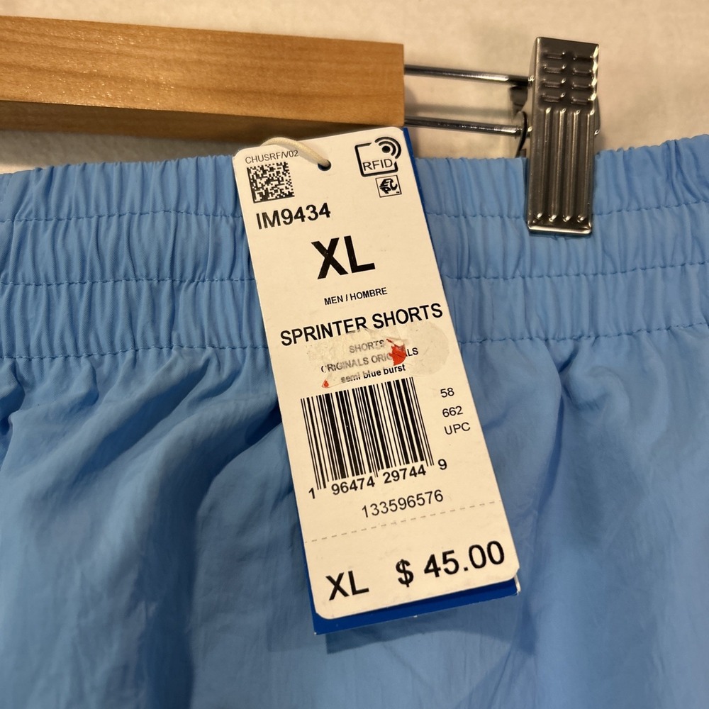 NWT Adidas Originals Men's Classic Sprinter Shorts semi blue burst XL MSRP $45 - Picture 2 of 7